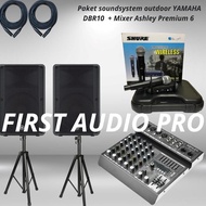 terlaris Paket 3 soundsystem outdoor YAMAHA DBR10 + Mixer Ashley