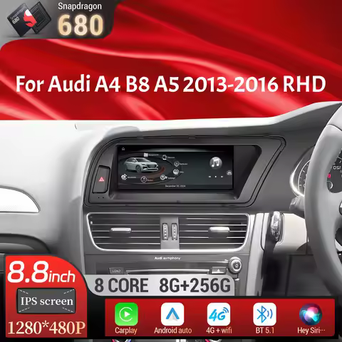 8.8 inch Right Hand Drive Android 13 For Audi A4 B8 A5 2013-2016 Car Radio Wireless Carplay Qualcomm