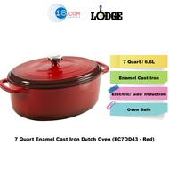Lodge EC7OD43 - 7 Quart Oval Red Essential Enamel Cast Iron Dutch Oven