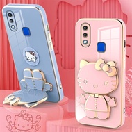 VIVO Y78 Y79 V7 Plus Y7S S1 Y83 Y81 Y81i Y85 Y91C Y1S Y91i Y91 Y95 V9 V9 Youth Hello Kitty Phone Case Cute Doll Makeup Mirror Case Luxury Chrome Plated Soft TPU Back Cover