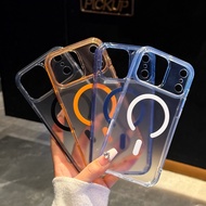 Transparent Frosted Magnetic Case For iPhone17P 16PM 15PM 高透磨砂磁吸防摔简约女生手机壳 Anti Gores Lembut