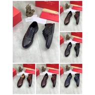 Shoes S1F1H black color laces design leather loafer men shoes kasut lelaki