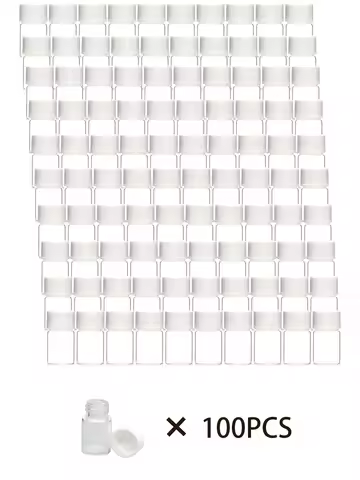 100 x 2ML Mini Clear Glass Essential Oil Bottle 2cc Transparent Samples Glass Vial White Black Cap S
