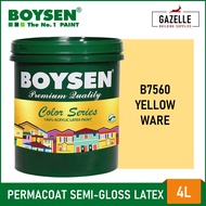 Boysen Color Series Permacoat Semi-Gloss Latex Yellow Ware B7560 Acrylic Latex Paint - 1L / 4L