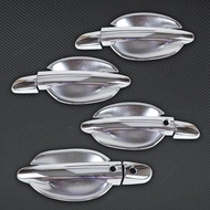 ฝาครอบที่จับประตูชุบโครเมียมใหม่พร้อมรูกุญแจอัจฉริยะ + ฝาตัดแต่งขอบชามถ้วยสำหรับ Mazda 2 3 6 2nd รุ่