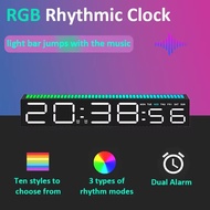 LED Alarm Clock Colorful Table Clock with Rhythm Light RGB Lamp Pickup Light Sound Control Music Rhy