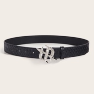 Silver buckle-Fast Delivery 1-2 Days To Arrive PU Leather Belt (Width 3.3 CM. Waist Up 32 Inches)