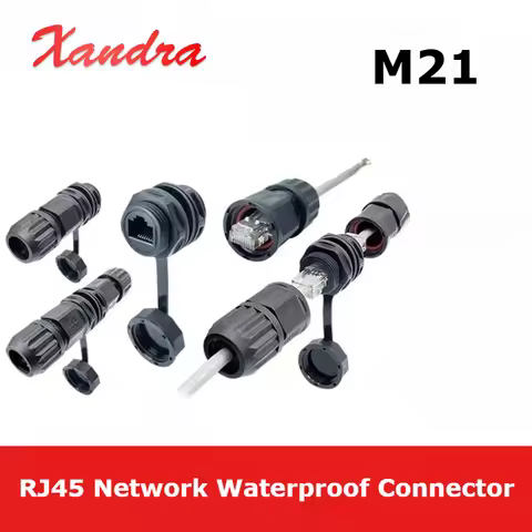 Waterproof M21 RJ45 Ethernet Connector Communication Socket Through Wall Installation 8P8C Straight 