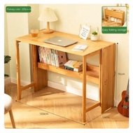 ONE - 摺疊電腦桌實木工作枱化裝枱折疊餐桌 (原木色 103cm)