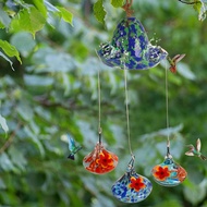 Wind Bind Chime Hummingbird Feeder Glass Humming Bird Feeder Garden ตกแต่งเหมาะสำหรับลานและดาดฟ้า Al