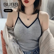 Slim & Fit Padded Singlet Seamless Camisole Women Push Up V neck Cross Back Top Wanita (BUBB Store)