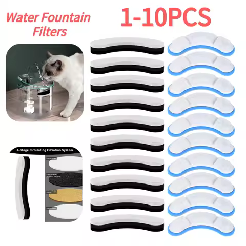 3/5/6/10PCS Cat Water Fountain Replacement Filter Elements Activated For Cats Pet Drinking Bowl Auto