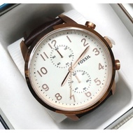 CLEARANCE SALE! Fossil Watch FS4987 Rose Gold Brown Leather Watch For Men