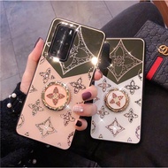 Case Huawei P30 Pro P20 Pro P50 Pro P40 Pro + Mate 40 Pro + Mate 30 Pro Mate 20 Pro Luxury Mirror Clover Leaf Diamond Ring Holder Stand Back Cover