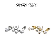 (1 Piece) Gold/Silver Flower Earrings - Titanium F136 - Earrings Store