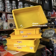【Twin Dophin】Heavy Duty Stackable Plastic Food Tray /Bread Cake Sushi Yellow Tray/Bekas Plastic Kuih