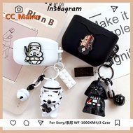 【In Stock】Sony WF-1000XM4 Case Cartoon Creative Star Wars Black Warrior Doll Keychain Pendant Sony WF-1000XM3 Earphone Protective Case Silicone Soft Shell Sony WF-XB700 Bluetooth Headset Box Protective Case Cover Sony SP800N Case