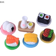 BAK 2Pcs 1:12 Dollhouse Miniature Salmon/Caviar Sushi Rice Balls Liquor Kitchen Food Model Decor Toy Doll House Accessories BA