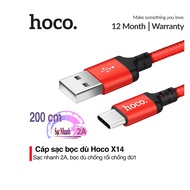 Cáp sạc nhanh và truyền dữ liệu Type C Hoco X14 dài 1m-2m dành cho Samsung/Oppo/Huawei ( Hỗ trợ sạc
