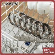 LIZMON 6 pcs English Muffin Ring Set, Silvery Non-stick Multipurpose Stainless Steel Ring Set, Durab