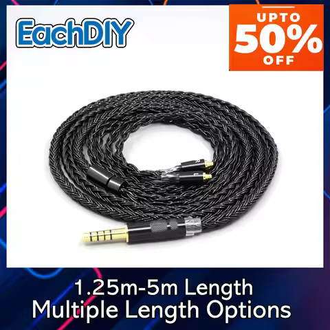 Braided Earphone Cable For AKG N5005 N30 N40 Special MMCX 16 Core Black 8872