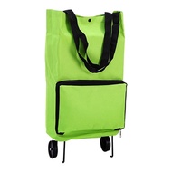 shop Portable Shopping Trolley Bag With Wheels Foldable Cart Rolling Grocery Green