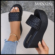 MANXIXI Fashion Women Wedge Heels 3.93 Inches Beautiful Weave Sandals (Size 35-43)