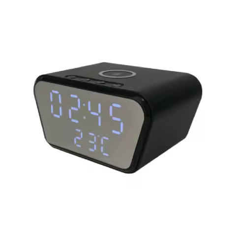 4K UHD Camera Wireless Charger, 5-in-1 WiFi6 Home Security Monitor with Clock Alarm Thermometer, Mot