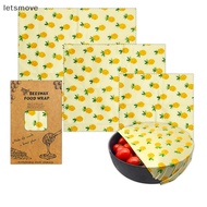 [letsmove] 3Pcs/Set Reusable Food Fresh Keeping Cloth Storage Food Grade Beeswax Food Wrap Eco Friendly Kitchen Food Packaging Paper [Ready Stock]