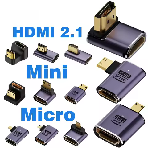 HDMI2.1 Cable Adapter mini micro hdmi to HDMI 2.1 Converter 48Gpbs 8K60HZ 4K120HZ for HDTV Projector