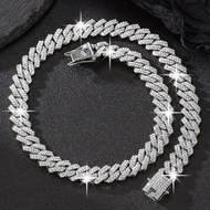 Iced Out Necklace for Men Silver Kwintas for Woman Bracelet Paved Rhinestones Miami Prong Cuban Chai
