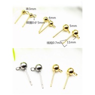 316L Steel Ball Stud Earrings 2 Horizontal Rings 3mm 4mm 5mm 6mm 8mm Jewelry Accessories