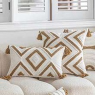 1pc Modern Minimalist Embroidered Geometric Pattern Throw Pillow Cover, Suitable For Sofa, Living Ro