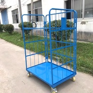 ST-🚤Table trolley Folding Mobile Trolley Logistics Warehouse Turnover Cage Express Mobile Large Roll Container Hand Push