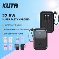 PD20W Fast Charging Mini Cute Power Bank 20000mAh With 3 Cables Cream Colors LED Digital Display Portable Powerbank