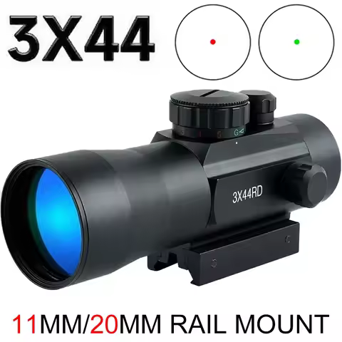 Tactical Red Green Dot 3X44 Optic Reflex Sight Full Coating Compact Rifle Scopes 3x Magnification Hu