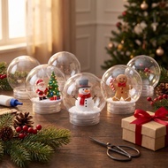 10Pcs DIY Snow Globe Water Globe Christmas Clear Plastic Snow Globe for DIY Crafts
