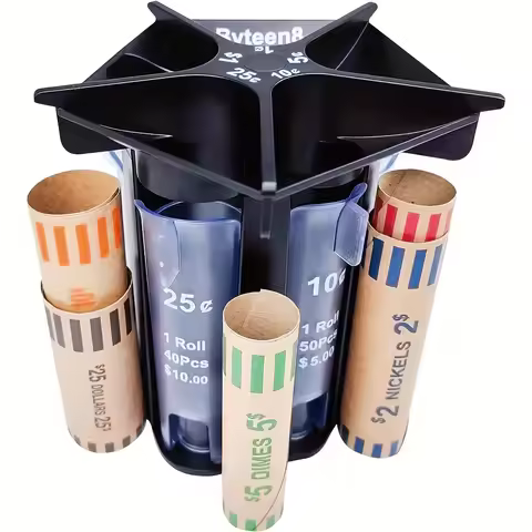 Coin Sorter Tube Coin Counter with Coin Wrappers,5-IN-1 Change Sorter Change Counter Machine, Coin O