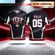 Kpop ITZY Midzy Yeji 05 Color Block V Neck Sports Jersey Breathable Top Family Matching Parent Child