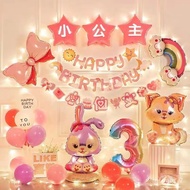 LP-8 QZ🍓StellaLou Girl Baby Girl Birthday Balloon Scene Layout Children's Full Moon Background Wall One Year Old Decorat