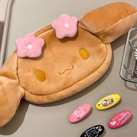 Cute Mocha Brown dog Plush School Pencil Case Makeup Bag Portable Sanrio Cartoon Mocha Cinnamoroll S