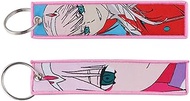 Darling In The Franxx Code:002 Nine Iota Zero Two Manga Anime Keychain Key Tag Chain Fob Ring, Pink,