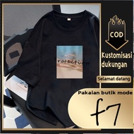 F7T-shirt Oversize Blue Scenery Print Unisex T-shirt for Men and Women