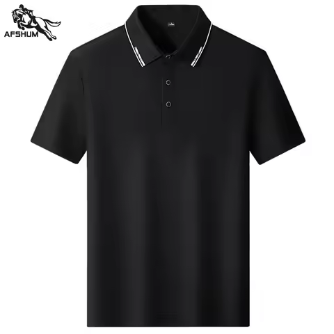 polo shirt men Summer new high quality Men's short-sleeved polo shirt Ice shreds Mens business casua