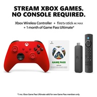 Xbox Amazon Fire TV Stick 4K Max with Pulse Red Core Wireless Controller Bundle + Free Month of Game