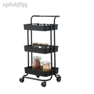 ✳✚[ Ready Stock Msia ] 3 Tier Multifunction Storage Trolley Rack Office Shelves Home Kitchen Rack With Wheel