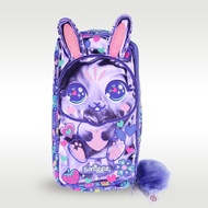 Australia smiggle original pencil bag girls study storage bag purple rabbit PU waterproof double layer stationery bag pencil case 9 inches