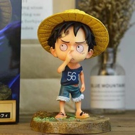 One Piece Figure Two Criminal Luffy GK Childhood Nasal Pulling Sand Sculpture Luffy Q Version Figure Decoration Car Chassis Gift