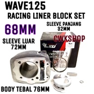 WAVE125 RACING BLOCK LINER 65MM 68MM 70MM BLOCK BODY PANJANG LEO WAVE125