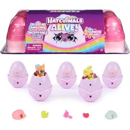 [sgstock] Hatchimals Alive, Pink & Yellow Egg Carton Toy with 6 Mini Figures in Self-Hatching Eggs, 